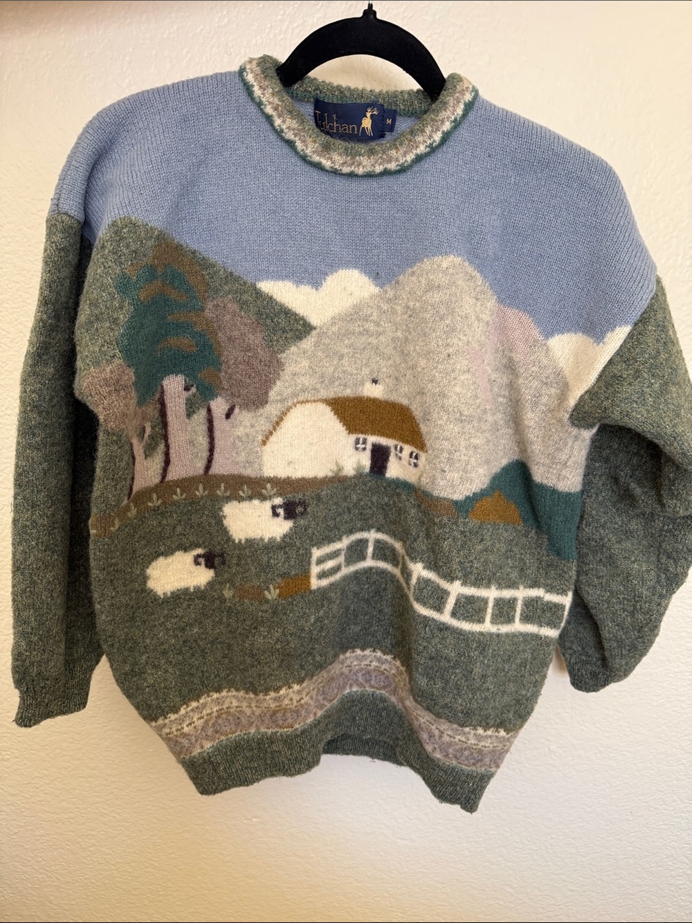 Vintage Tulchan Wool Country Landscape Sweater, Excellent Condition, size M